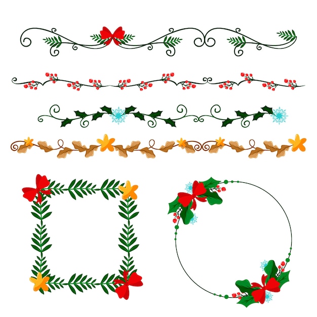 Free Vector christmas flat frames and borders