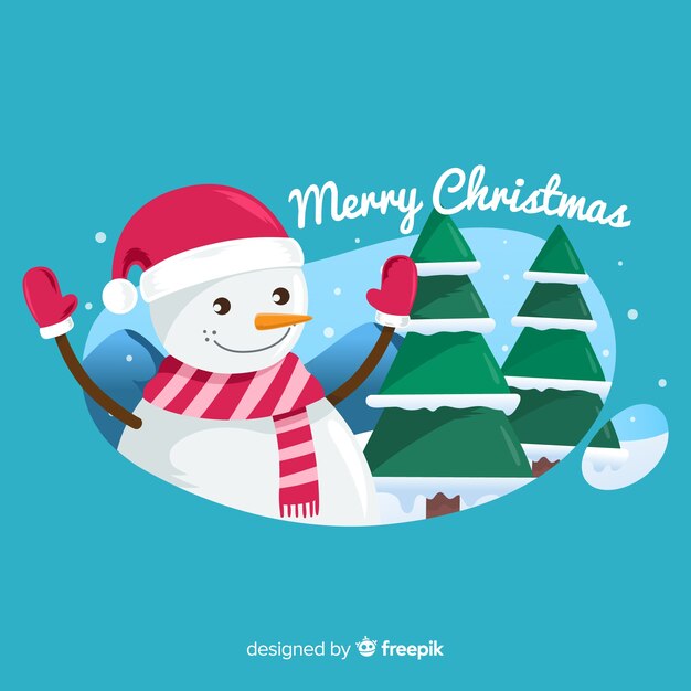 Christmas flat snowman background