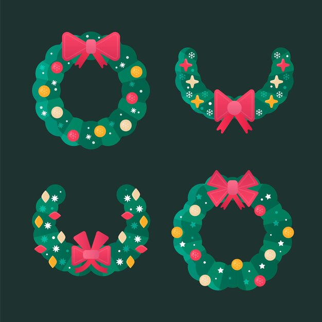 Christmas flower & wreath collection in flat design