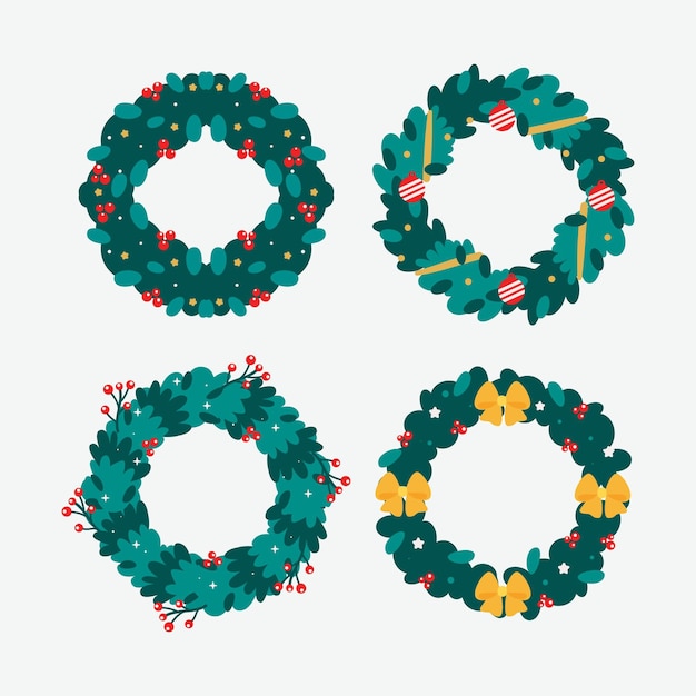 Free vector christmas flower & wreath collection in flat design