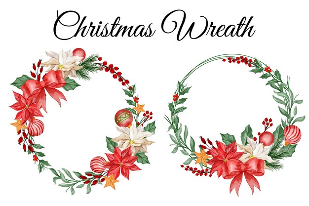 Christmas flower wreath happy new years floral clipart