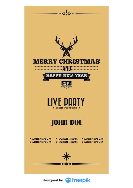 Free Vector christmas flyer with a reindeer on the top