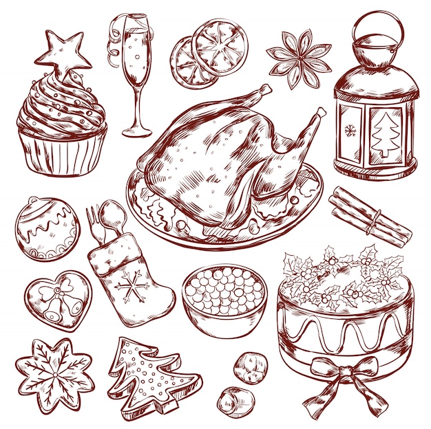 Christmas Food Menu Sketch