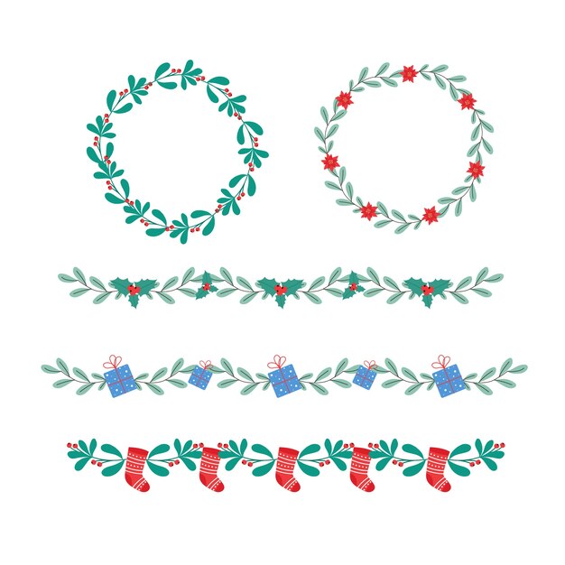 Christmas frames and borders in flat design