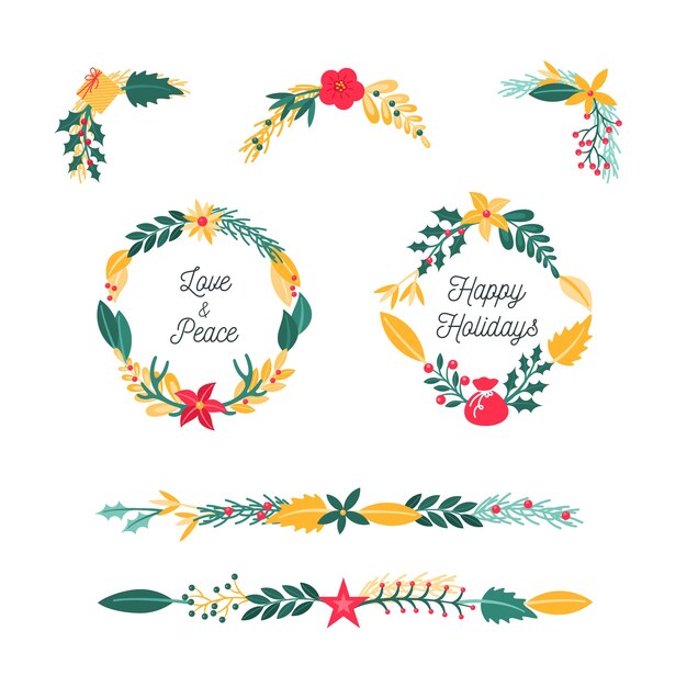 Christmas frames and borders in flat design