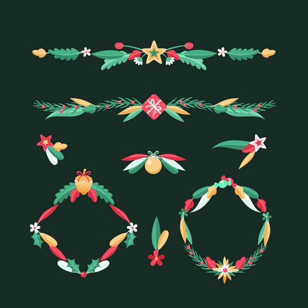 Christmas frames and borders in flat design