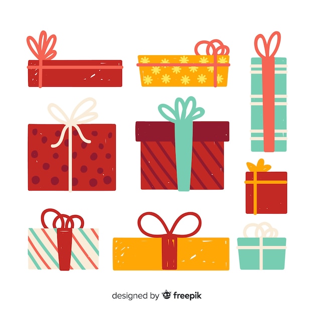 Christmas gift box collection in flat design