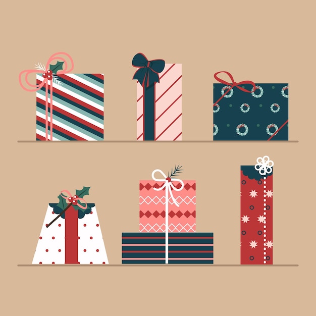 Christmas gift collection in flat design