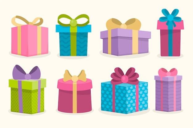 Christmas gift collection in flat design