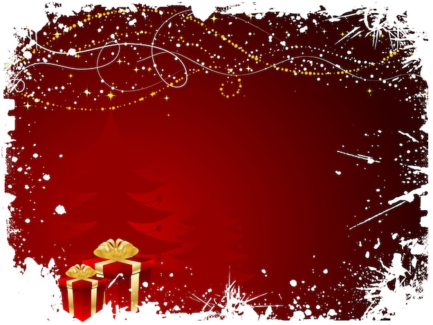 Christmas gifts on grunge style background