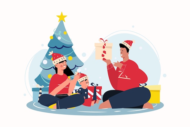 Free Vector christmas gifts scene