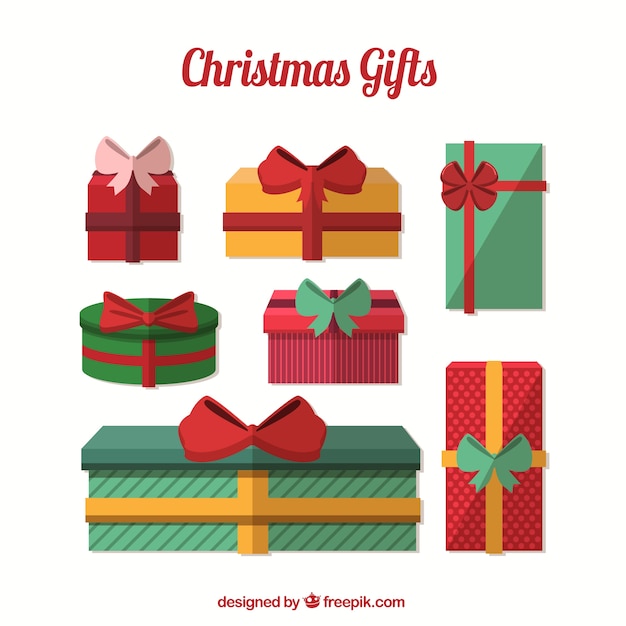 Christmas gifts set in flat design