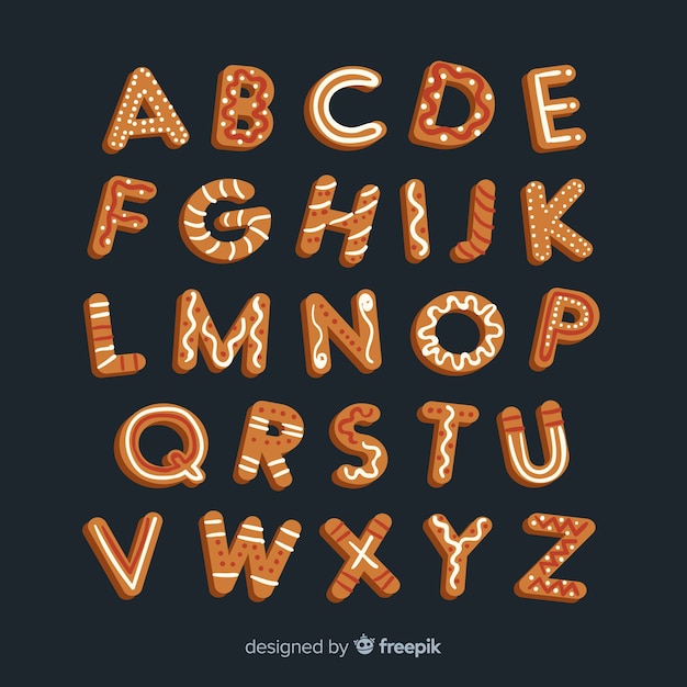 Christmas gingerbread alphabet