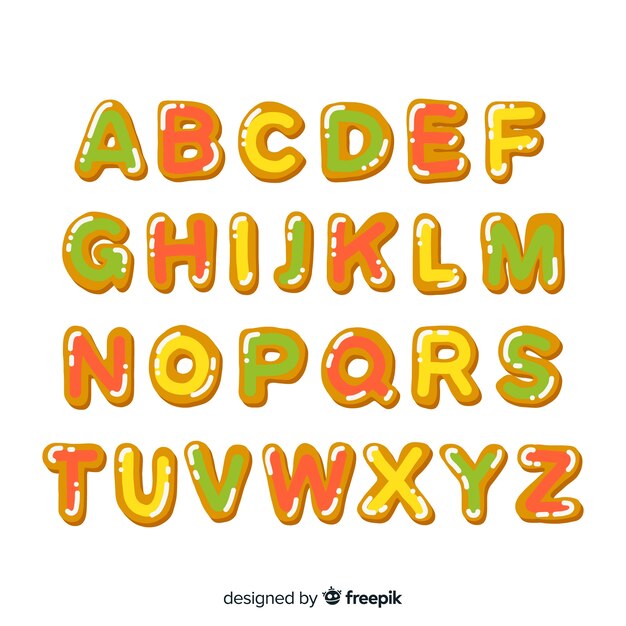 Christmas gingerbread alphabet