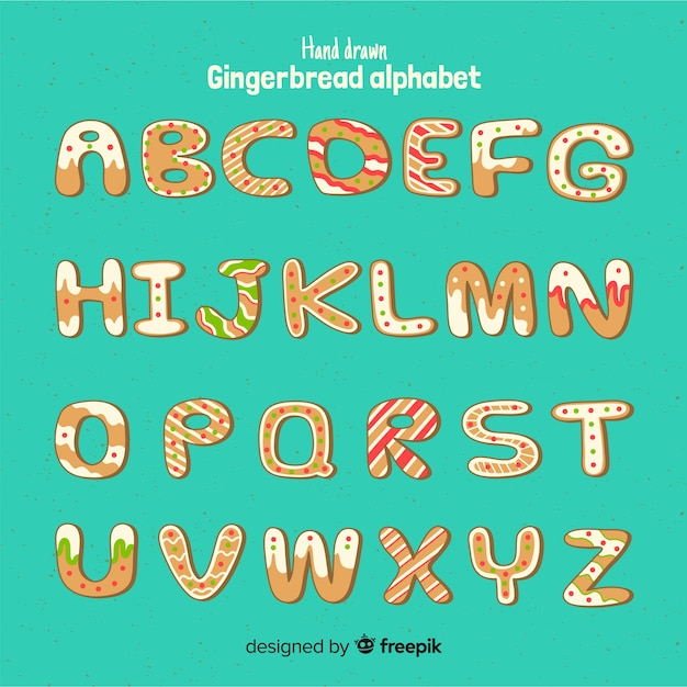 Christmas gingerbread cookie alphabet