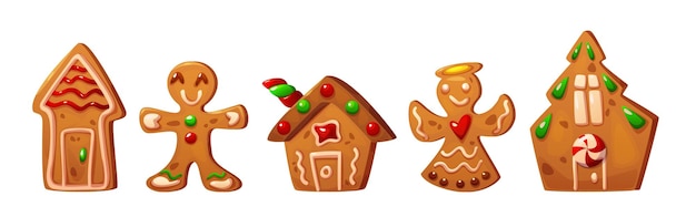 Free Vector christmas gingerbread house cookie illustration