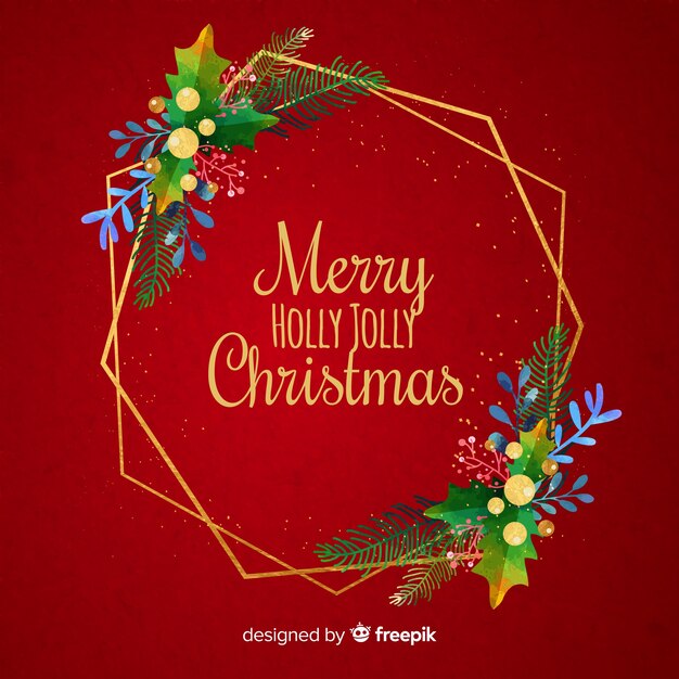 Christmas gold geometric wreath background