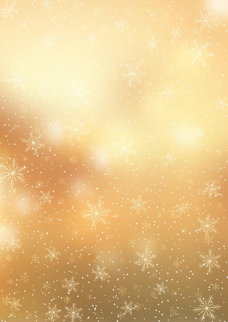 Free Vector christmas golden background with falling snowflakes