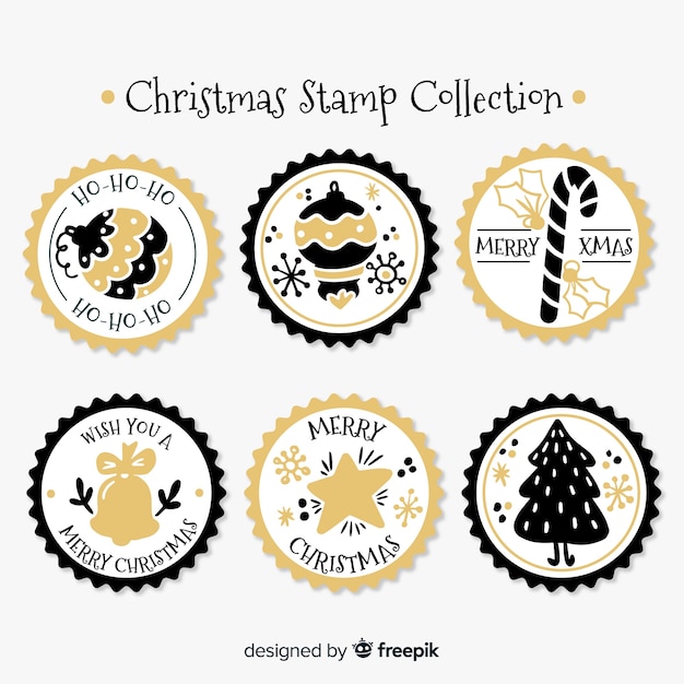 Christmas golden details circled stamp collection