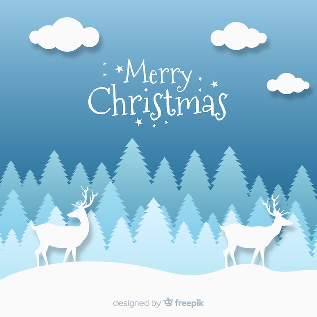 Christmas greeting wood reindeers illustration background