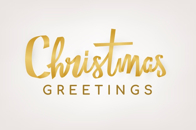 Christmas greetings background, gold holiday typography vector