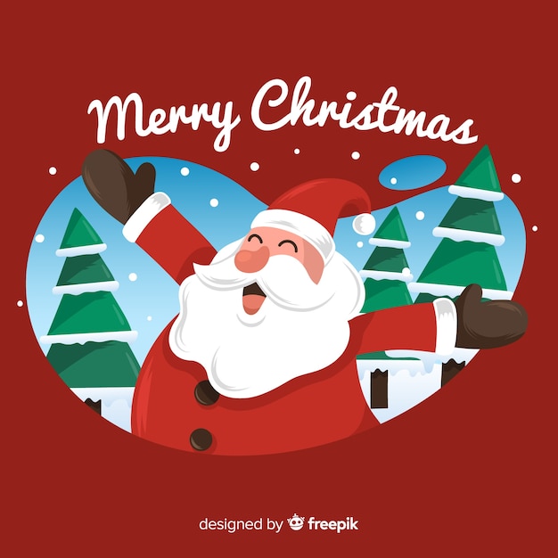 Free Vector christmas hand drawn smiling santa claus background