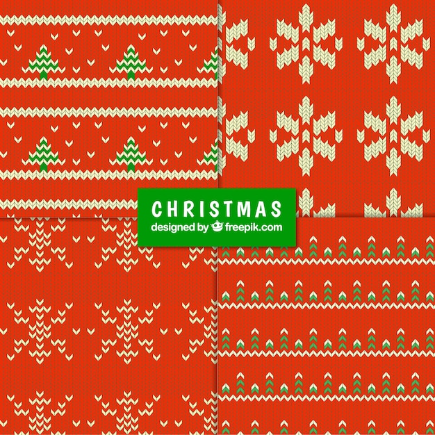 Christmas knitted red patterns