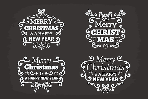 Free Vector christmas label collection on blackboard