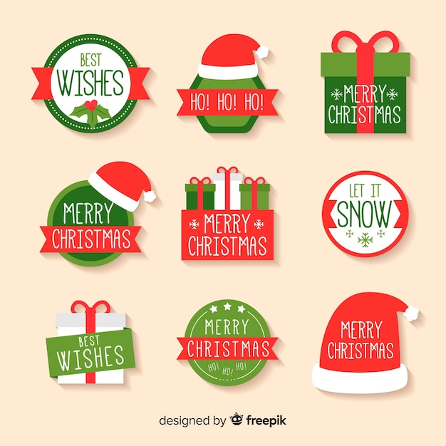 Christmas label collection in flat design