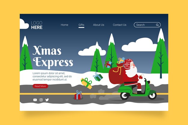 Christmas landing page in flat design