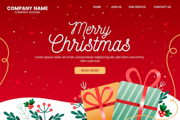 Christmas landing page in flat design