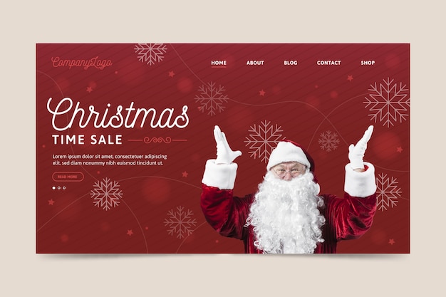 Free Vector christmas landing page template with santa claus