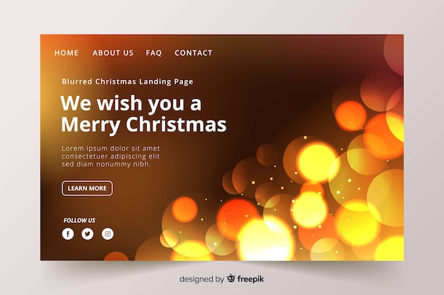 Christmas landing page with blurred image