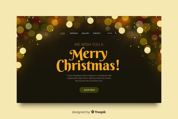 Christmas landing page with bokeh effect