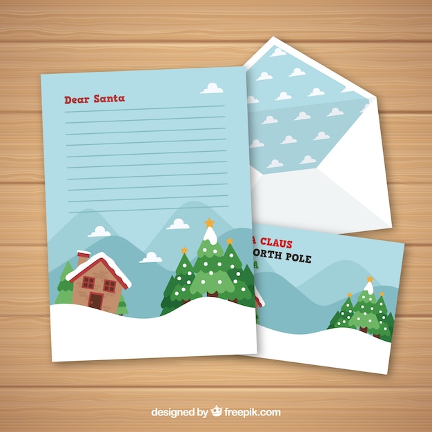 Christmas letter template in flat design