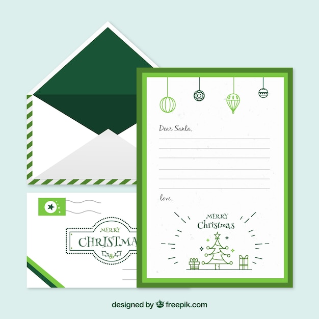 Free Vector christmas letter template in a green frame