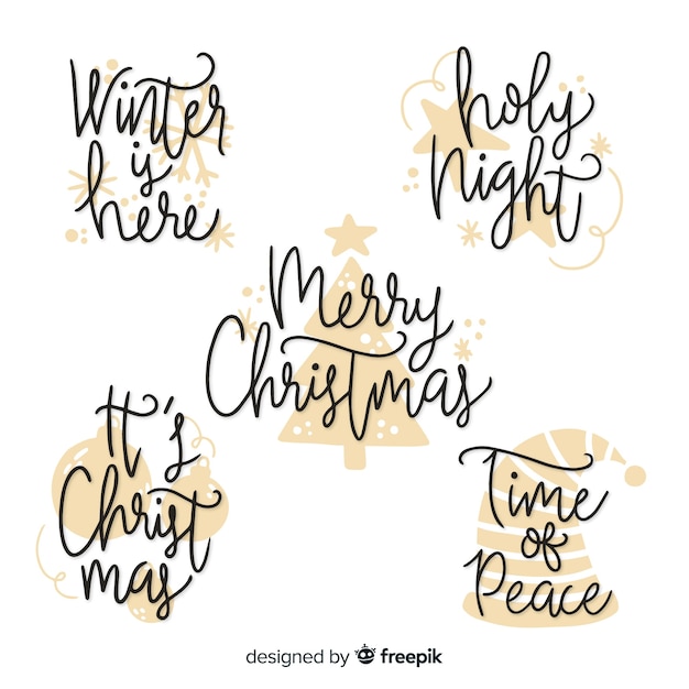 Free Vector christmas lettering badge collection