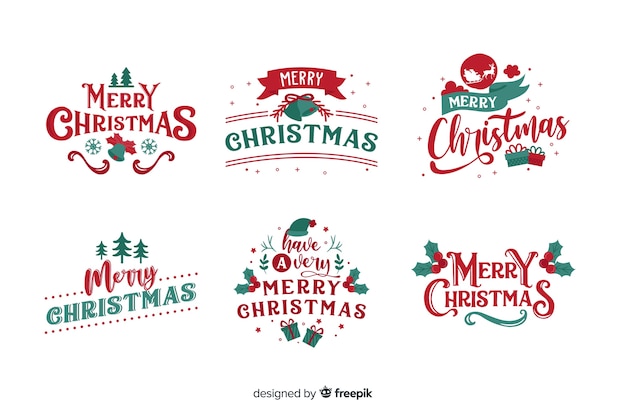 Christmas lettering badge on white background