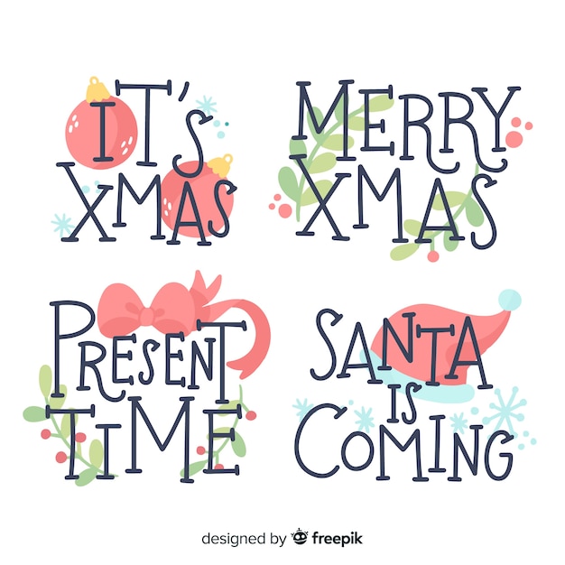 Free Vector christmas lettering label collection