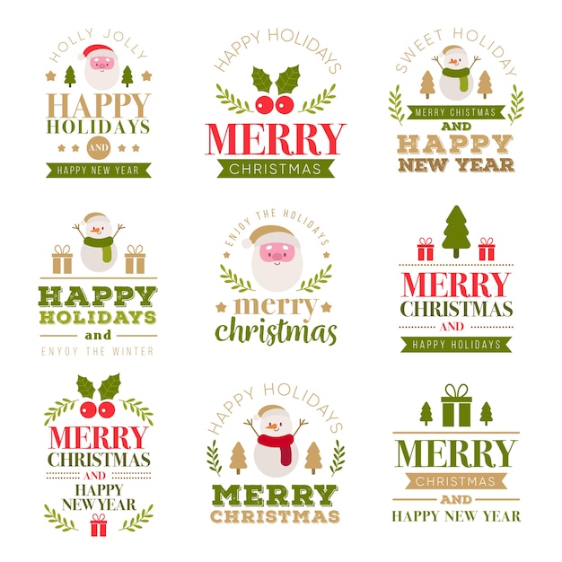 Free Vector christmas lettering label collection