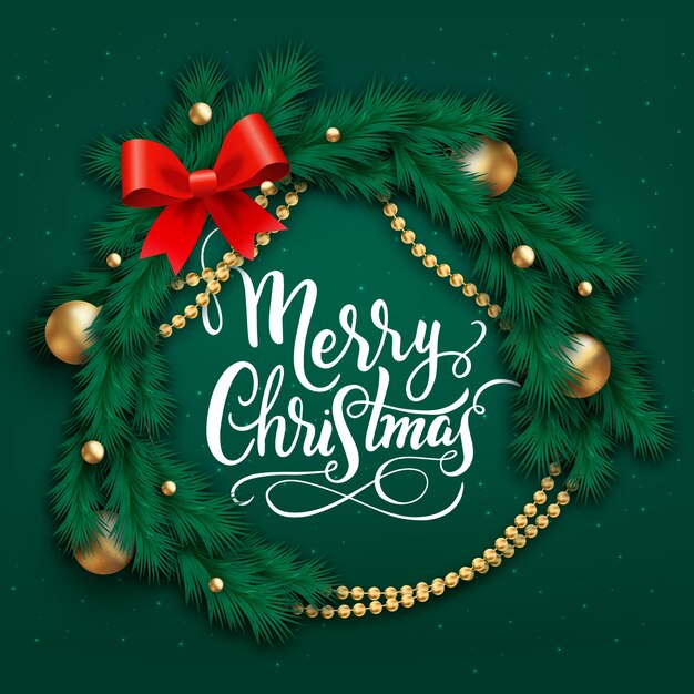 Christmas lettering with realistic elements