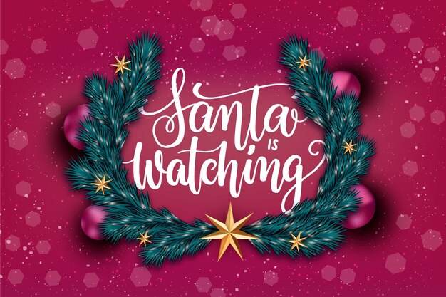 Christmas lettering with realistic elements