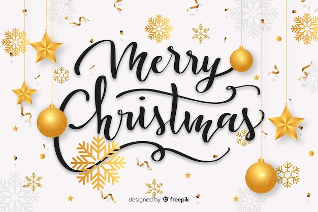 Christmas lettering with realistic elements