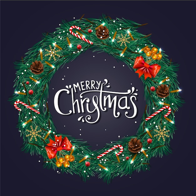 Christmas lettering with realistic elements