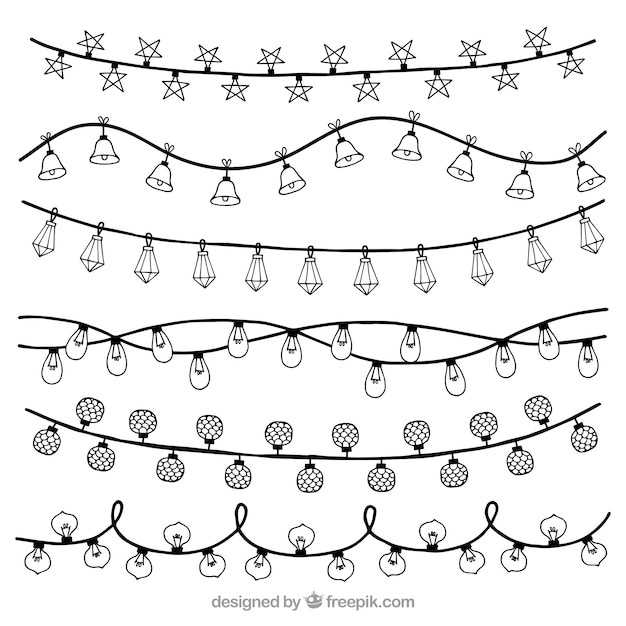 Free Vector christmas lights in black and white