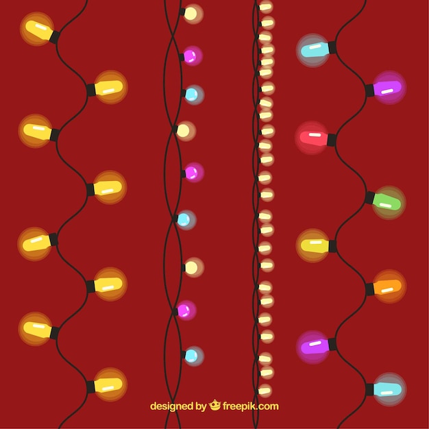 Free vector christmas lights on a burgundy background