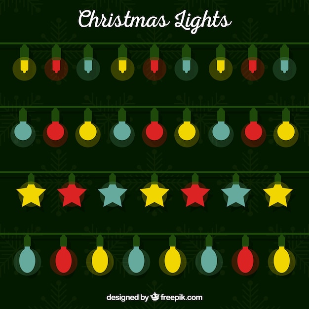 Free vector christmas lights in three colors