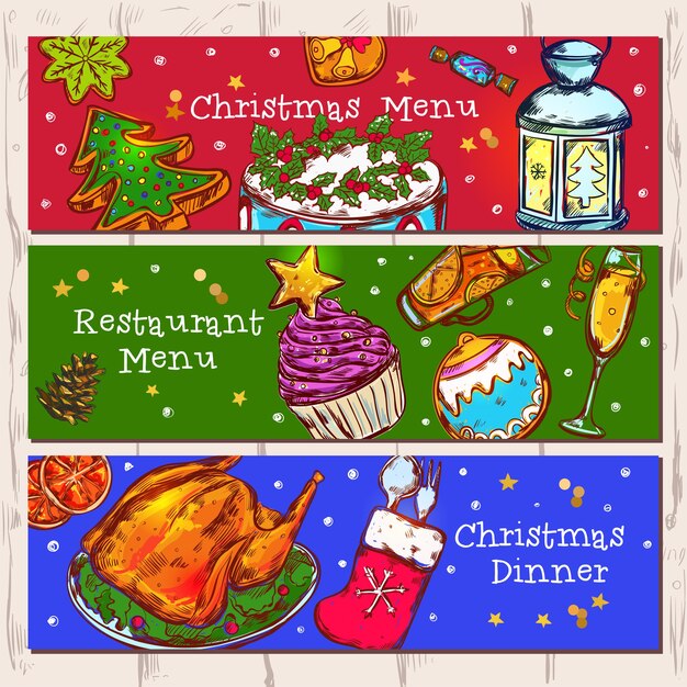 Christmas Menu Banners Set