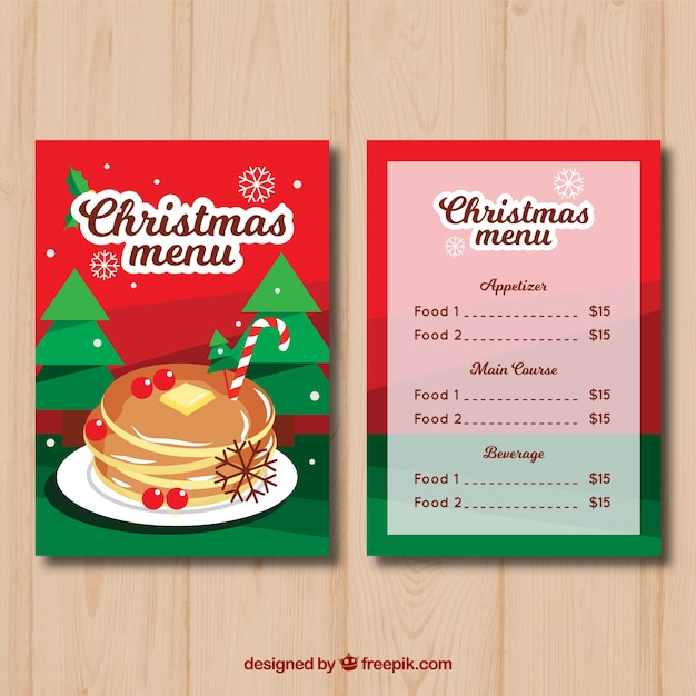 Christmas menu in flat design