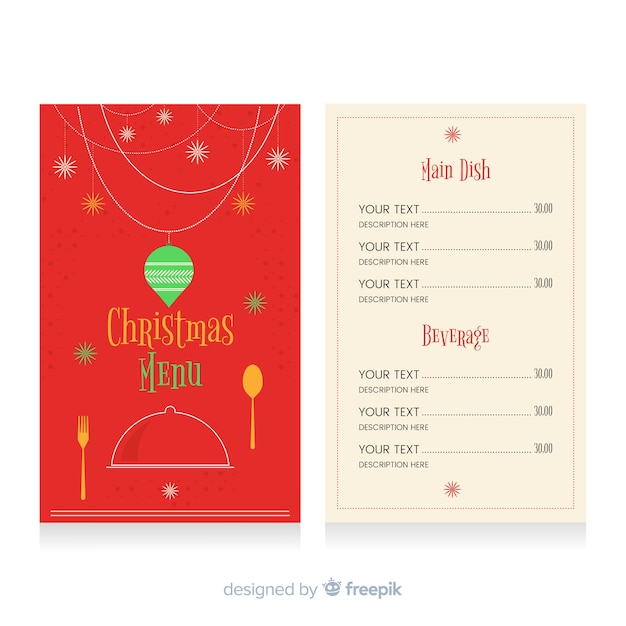 Free Vector christmas menu template in flat design